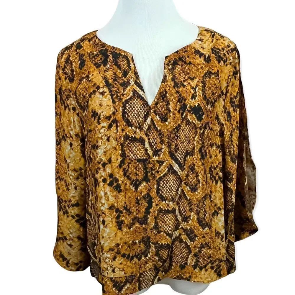Alice & Trixie Loose Fit Silk Snake Print Split Sleeve Blouse XS